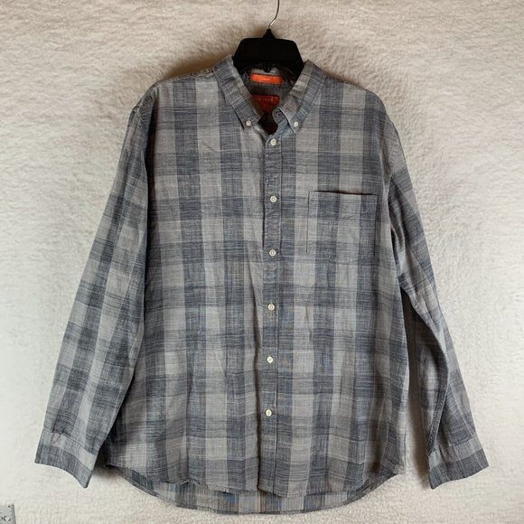 Joe Fresh Shirt Men's Large Gray Plaid 100% Cotton Standard Fit Button-Down 8598 - Picture 1 of 7